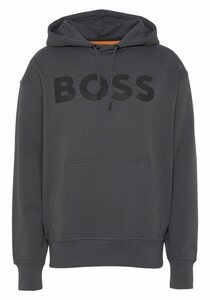 BOSS ORANGE Sweatshirt WebasicHood mit weißem Logodruck, Grau