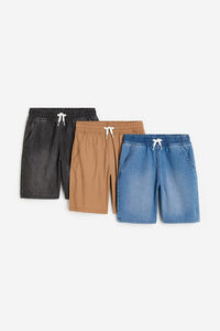 H&M 3er-Pack Pull-on-Jeansshorts Schwarz/Dunkelbeige in Größe 164. Farbe: Black/dark beige