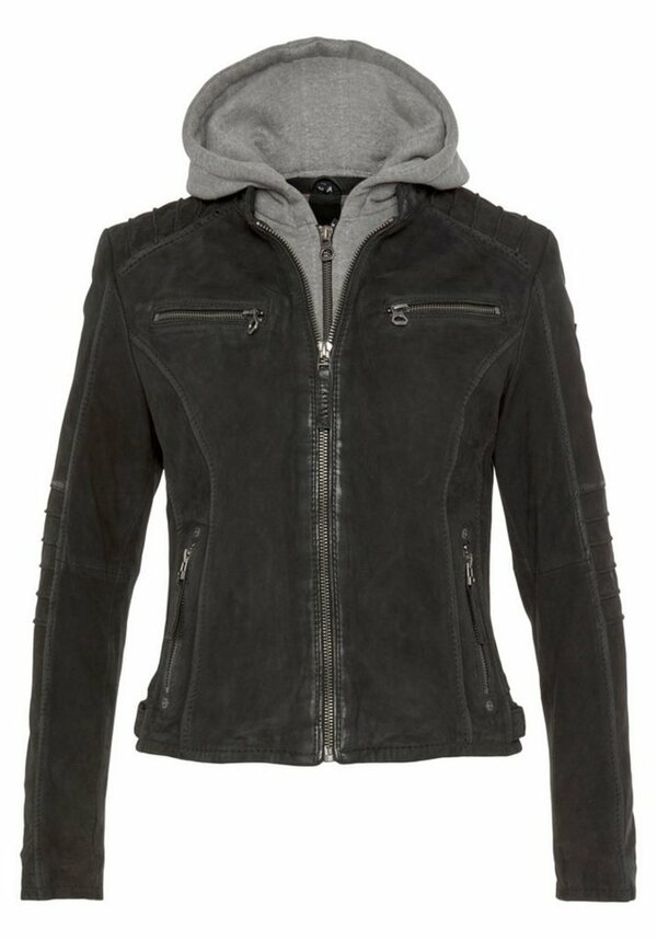 Bild 1 von Gipsy Lederjacke NOLAH Two-in-One Style - mit abnehmbarer Jersey-Kapuze, Schwarz