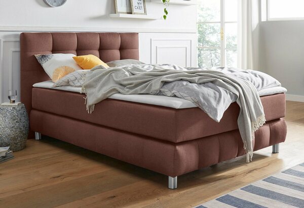 Bild 1 von Andas Boxspringbett Salo XXL, in Samtoptik oder Struktur, 6 Breiten in Überlänge 220cm, 4 Härtegrade, Braun