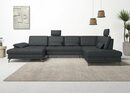 Bild 1 von Places of Style Wohnlandschaft Costello, incl. Sitztiefenverstellung und Armlehnfunktion, 3 Nierenkissen, Schwarz