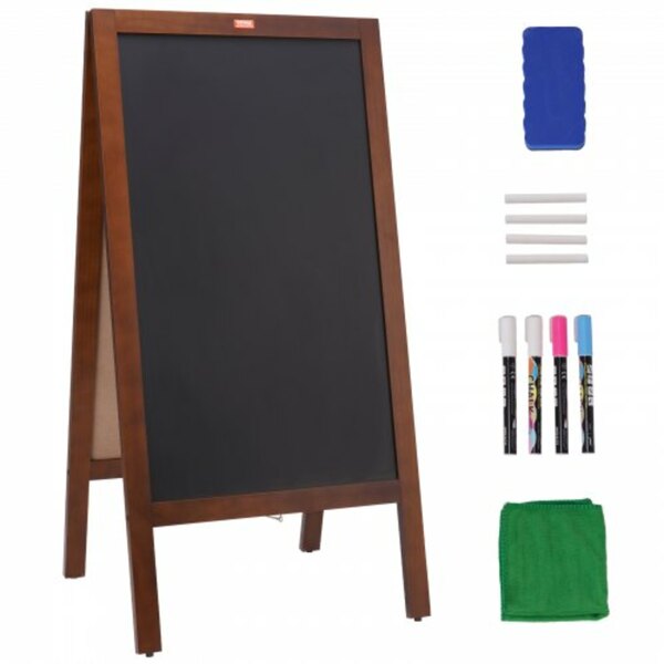 Bild 1 von VEVOR Kundenstopper Werbeaufsteller mit Holzrahmen 508 x 1016 mm, Werbetafel Aufsteller 432 x 750 mm Speisetafel Braun inkl. 8 Kreidemarker zum Schreiben mit Kreide für Restaurants, Bars usw.
