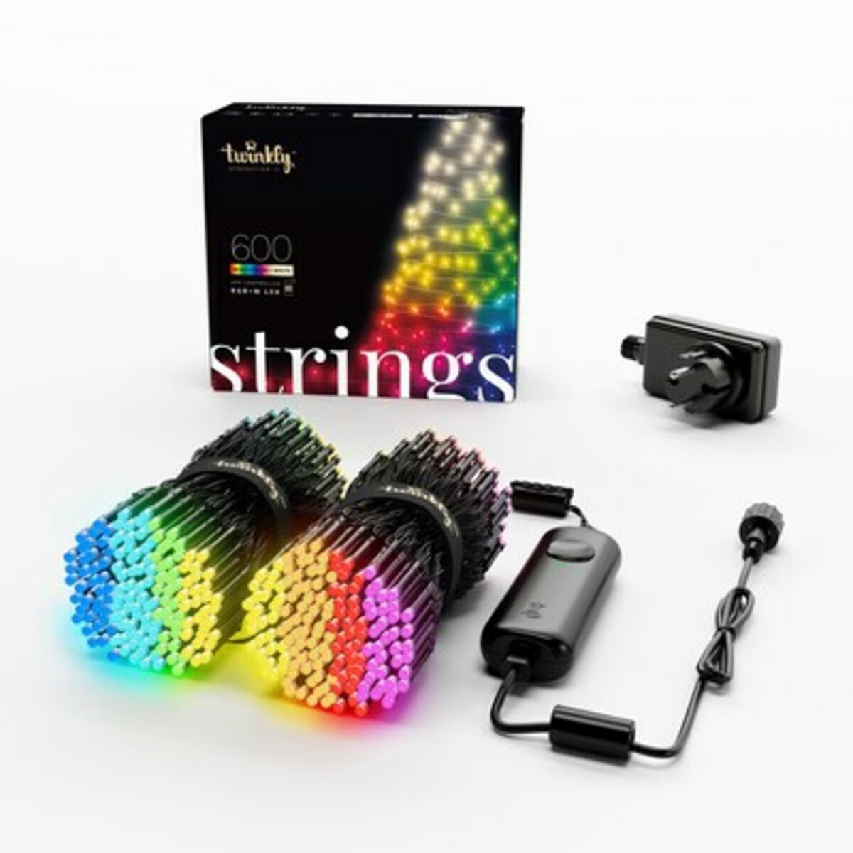 Bild 1 von twinkly Smarte Lichterkette STRINGS mit 600 5mm LED RGBW , Kabel schwarz, 48m