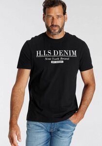 H.I.S T-Shirt mit Logo-Print vorne, Schwarz