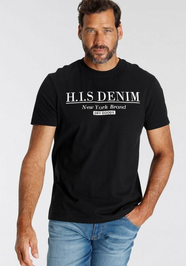Bild 1 von H.I.S T-Shirt mit Logo-Print vorne, Schwarz