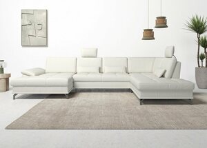 Places of Style Wohnlandschaft Costello, incl. Sitztiefenverstellung und Armlehnfunktion, 3 Nierenkissen, Weiß