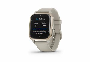 Garmin VENU SQ 2 Music Smartwatch (3,6 cm/1,41 Zoll, Proprietär), Goldfarben|grau