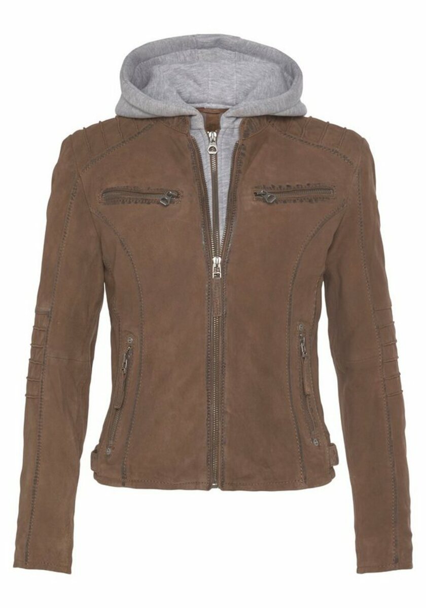 Bild 1 von Gipsy Lederjacke NOLAH Two-in-One Style - mit abnehmbarer Jersey-Kapuze, Braun