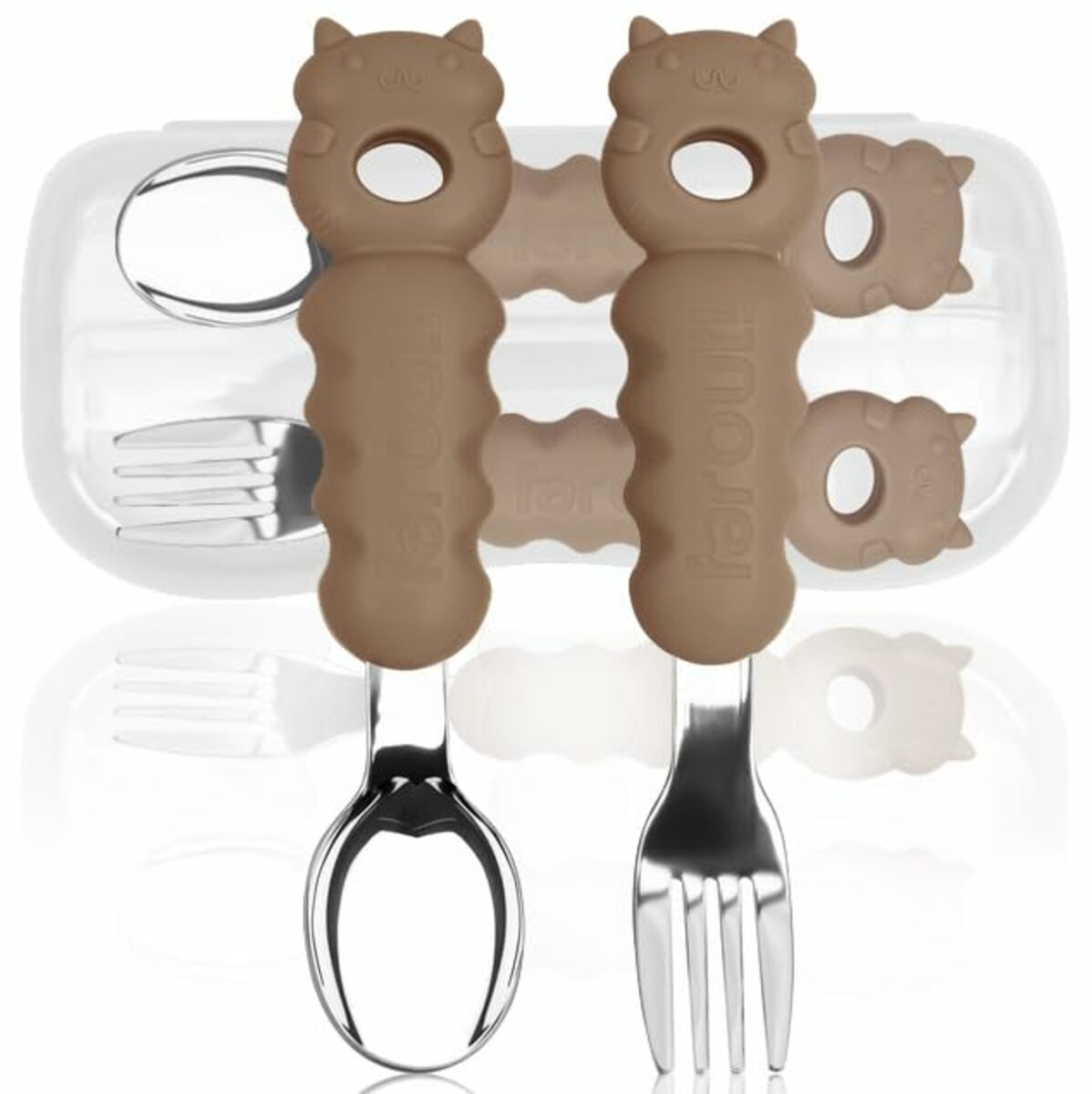 Bild 1 von farout Baby Besteckset - mit Kindergabel & Babylöffel Edelstahl mit Silikon Griff, BPA frei Esslernbesteck ab 1 Jahr, Kinderbesteck, Lernbesteck - Ideal als BLW Besteck Set, Beikost Baby Zubehör.