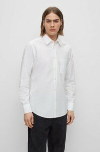 BOSS ORANGE Langarmhemd Relegant_6 mit praktischer Brusttasche, Weiß