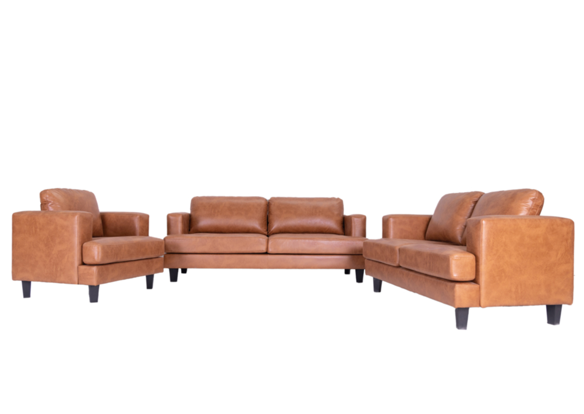 Bild 2 von Happy Home Sofaset 3tlg. Couchgarnitur 3-2-1-Sitzer hellbraun Lederoptik