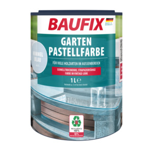 BAUFIX Garten Pastellfarbe himmelblau halbtransparent matt, 1 Liter, Holzfarbe