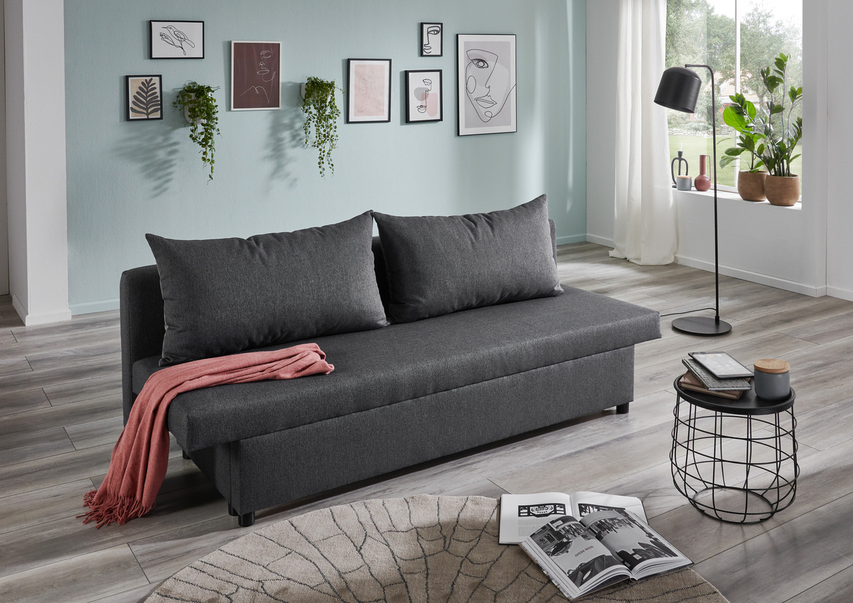 Bild 1 von Sun Garden Schlafsofa mit Stauraumfunktion und Kissen BREDA anthrazit