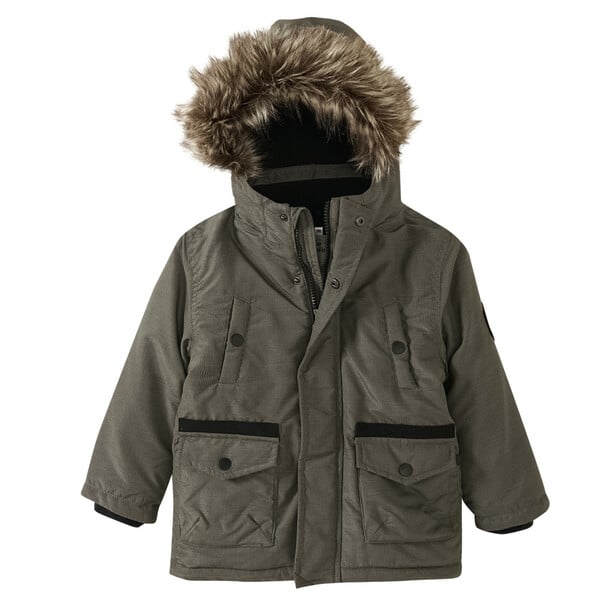 Bild 1 von Jungen Winterjacke mit Fellimitat DUNKELGRÜN