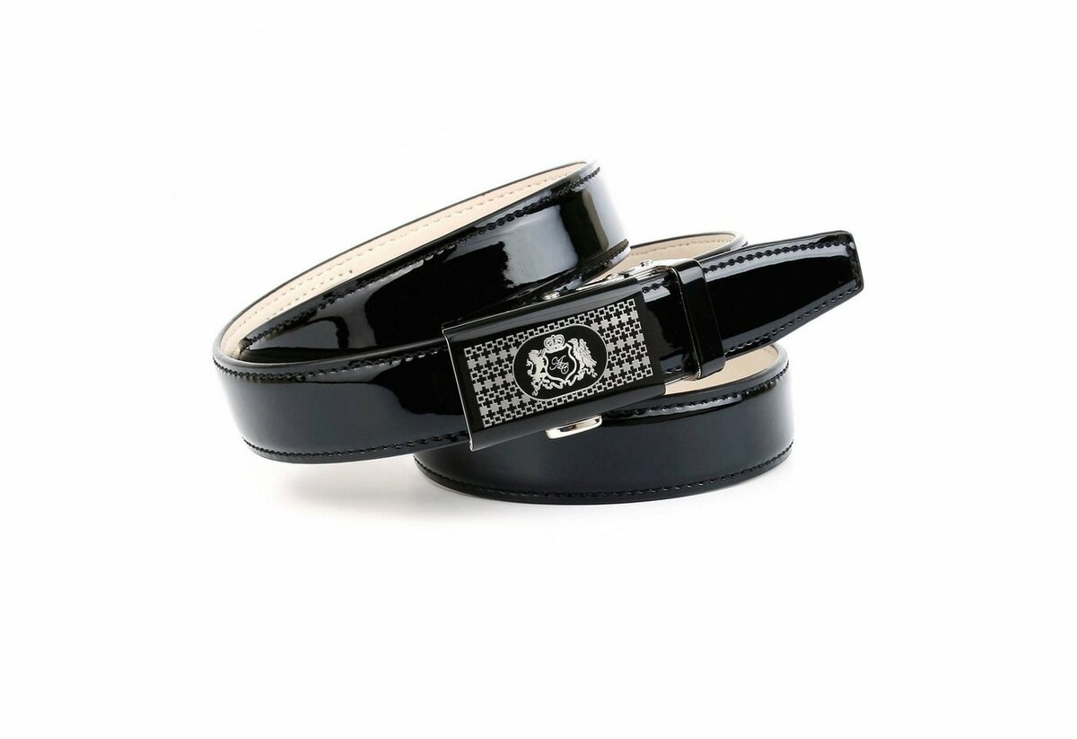 Bild 1 von Anthoni Crown Ledergürtel mit silberfarbener Glas-Schließe in Bicolor-Optik, Schwarz