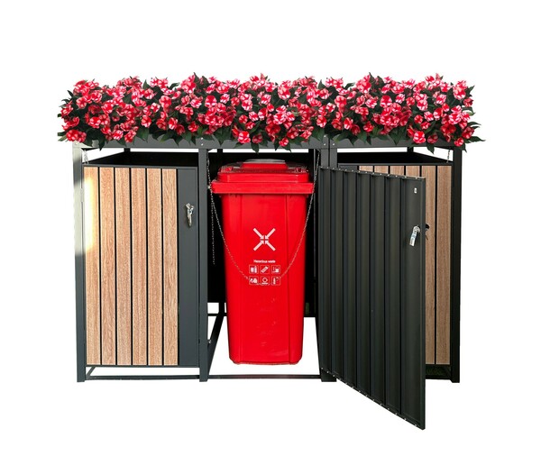 HC Garten & Freizeit Mülltonnenbox für 3x 240 Liter Tonnen mit