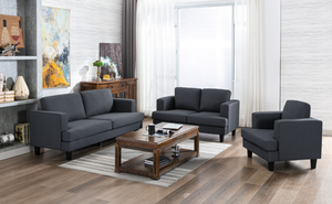 Happy Home modernes Sofaset 3tlg. Couchgarnitur 3-2-1-Sitzer dunkelgrau