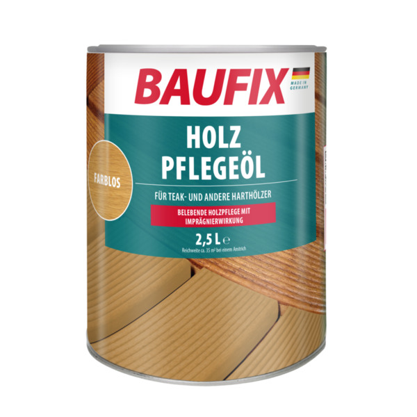 Bild 1 von BAUFIX Holz-Pflegeöl farblos seidenmatt, 2.5 Liter, Holzpflege