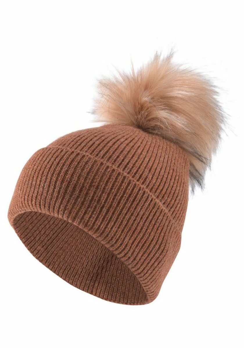 Bild 1 von J.Jayz Bommelmütze Strickmütze mit Fellimitat, Braun