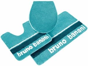 Badematte Maja Bruno Banani, Höhe 20 mm, rutschhemmend beschichtet, fußbodenheizungsgeeignet, schnell trocknend, strapazierfähig, Polyester, rechteckig, 3-tlg. Stand-WC Set, weiche Haptik, mit Log