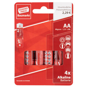 Sonderpreis Baumarkt Alkaline Batterien LR06 AA Micro 4er Pack