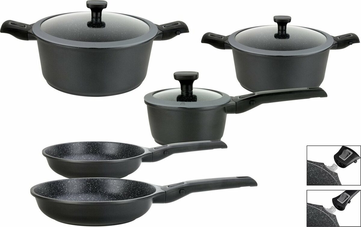 Bild 1 von GSW Topf-Set Easy Click, Aluminiumguss (Set, 8-tlg), Induktion, Schwarz
