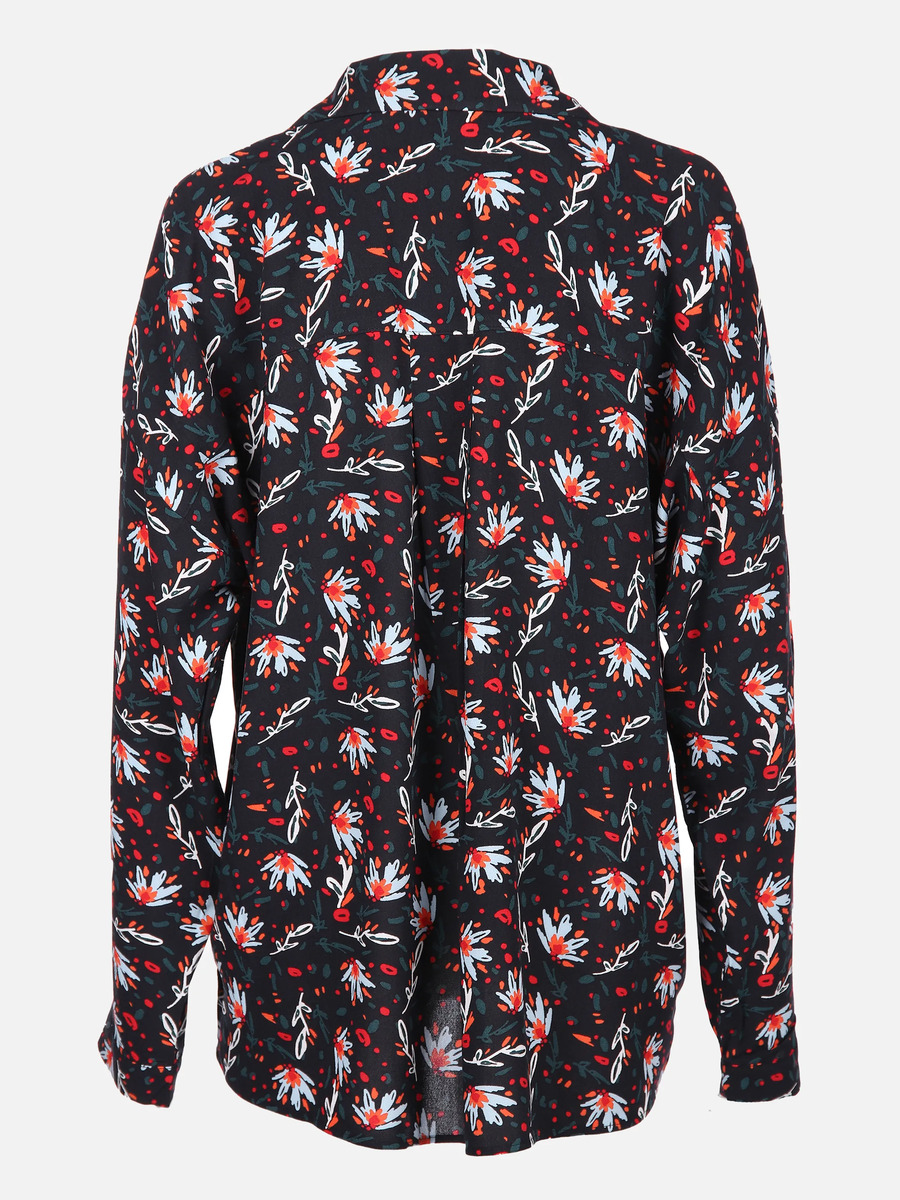 Bild 2 von Damen Bluse mit weitem V-Ausschnitt im Blumenprint
                 
                                                        Schwarz