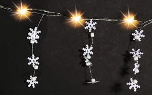 Glänzende Schneeflocken-Lichterkette 20 warmweiße Micro-LEDs
