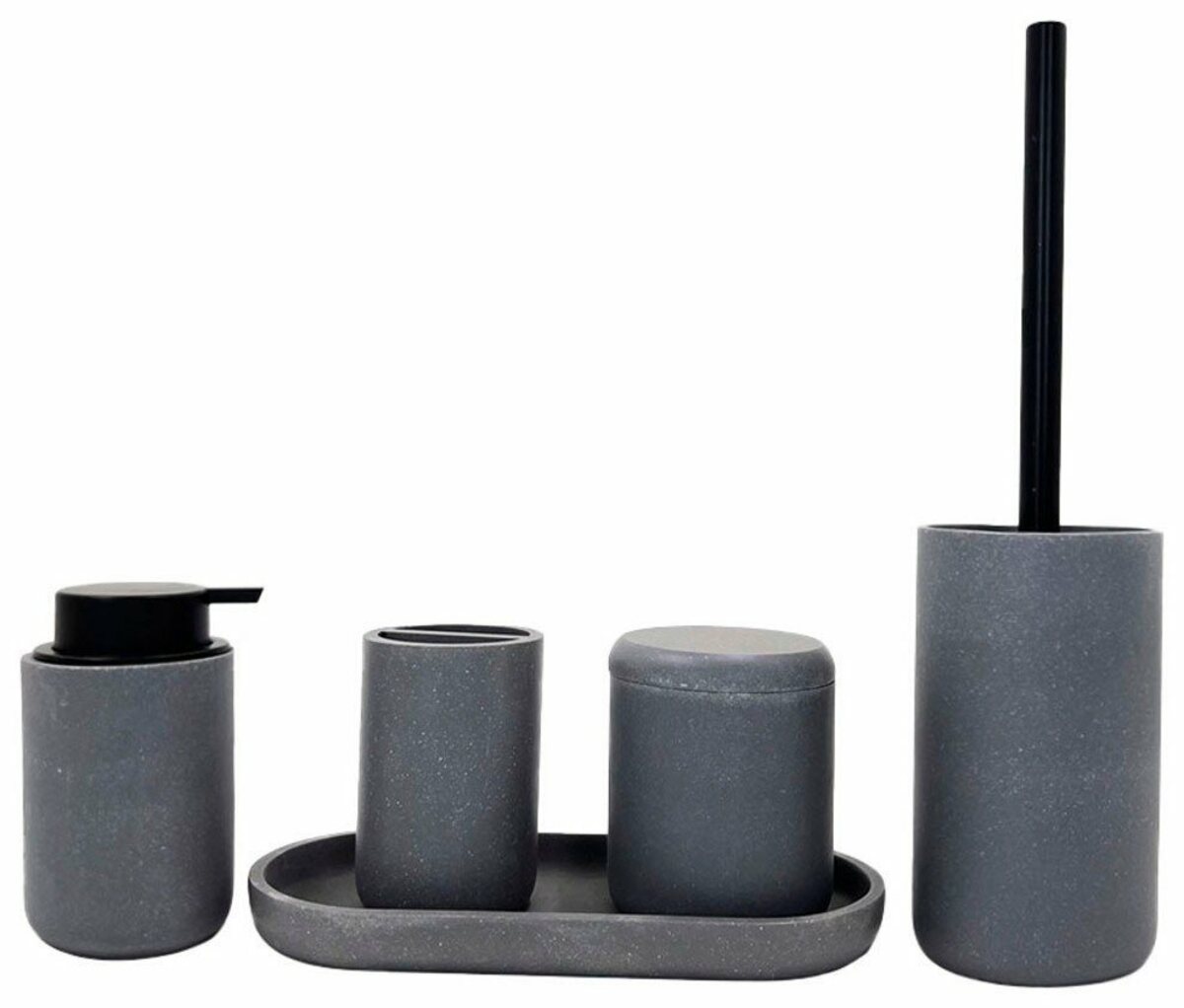 Bild 1 von Welltime Badaccessoire-Set Classic, 5 tlg., Umfangreiches Set aus Polyresin, inkl. Ersatzbürstenkopf für WC-Bürste, Grau