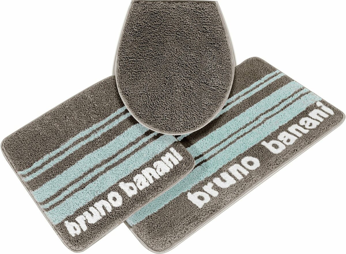 Bild 1 von Badematte Daniel Bruno Banani, Höhe 20 mm, rutschhemmend beschichtet, fußbodenheizungsgeeignet, schnell trocknend, strapazierfähig, Polyester, rechteckig, 3-tlg. Hänge-WC Set, mit Streifen, Badte