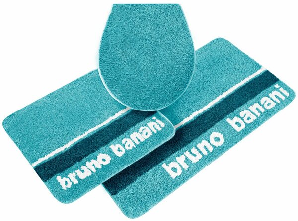 Bild 1 von Badematte Maja Bruno Banani, Höhe 20 mm, rutschhemmend beschichtet, fußbodenheizungsgeeignet, schnell trocknend, strapazierfähig, Polyester, rechteckig, 3-tlg. Hänge-WC Set, weiche Haptik, mit Lo