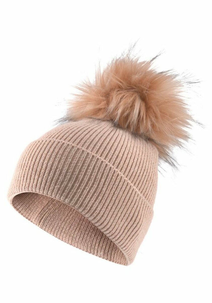 Bild 1 von J.Jayz Bommelmütze Strickmütze mit Fellimitat, Rosa