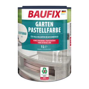 BAUFIX Garten Pastellfarbe lichtgrau halbtransparent matt, 1 Liter, Holzfarbe