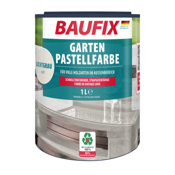 Bild 1 von BAUFIX Garten Pastellfarbe lichtgrau halbtransparent matt, 1 Liter, Holzfarbe