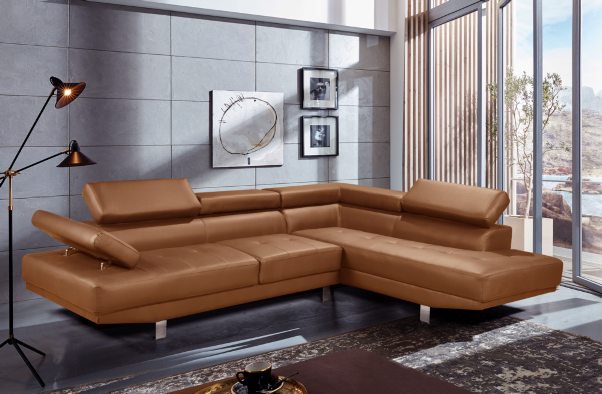 Bild 1 von Happy Home Ecksofa mit verstellbare Kopf- und Arm-Funktionen HSP108-BRN braun Lederoptik