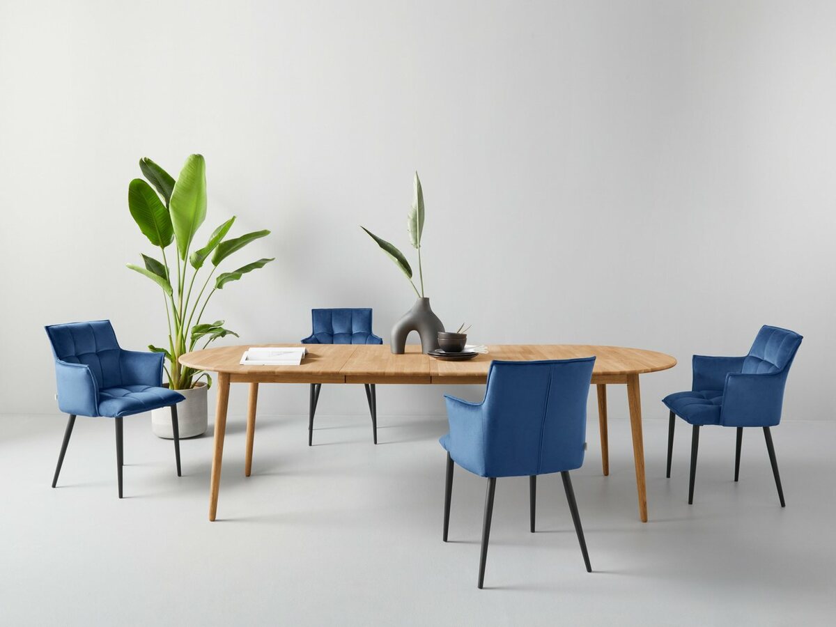 Bild 1 von Andas Esstisch Toarp, Massivholz Eiche Ausziehtisch, mit integrierter Einlegeplatte, Beige