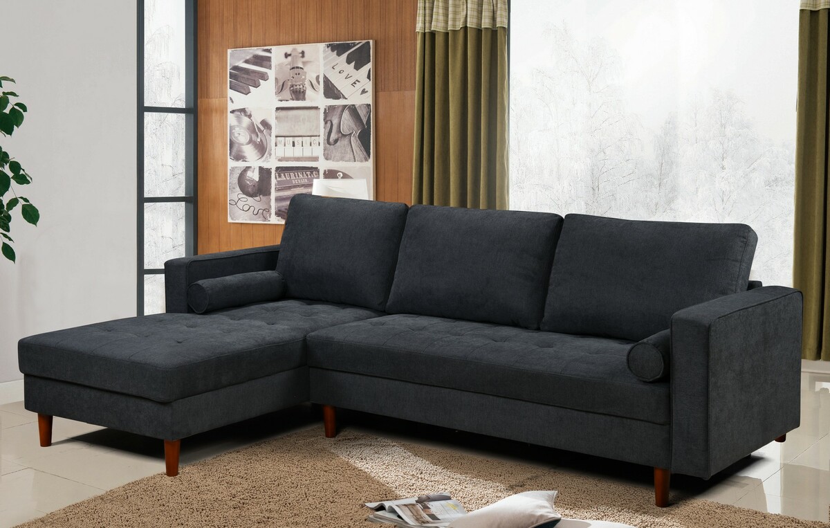 Bild 1 von Happy Home Ecksofa mit 3 Rückenkissen & 2 Rollkissen HSP109-DGR dunkelgrau