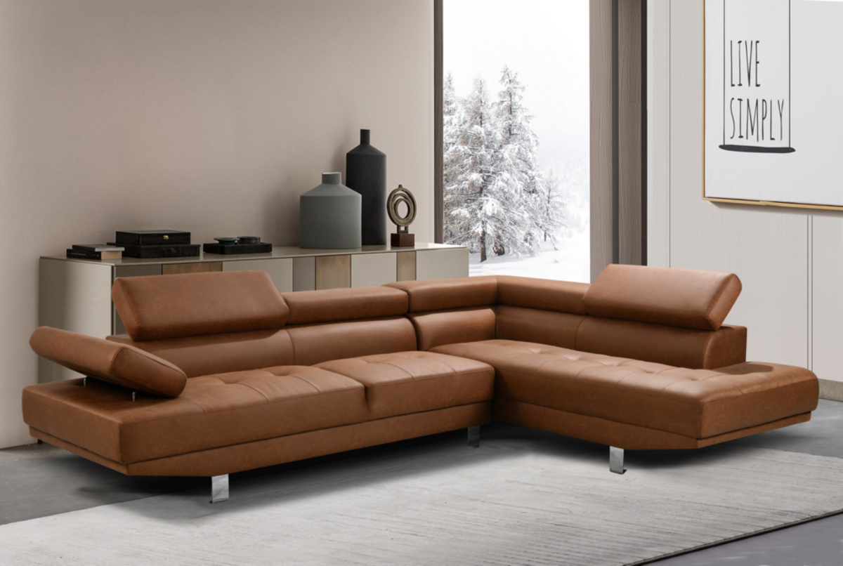 Bild 2 von Happy Home Ecksofa mit verstellbare Kopf- und Arm-Funktionen HSP108-BRN braun Lederoptik