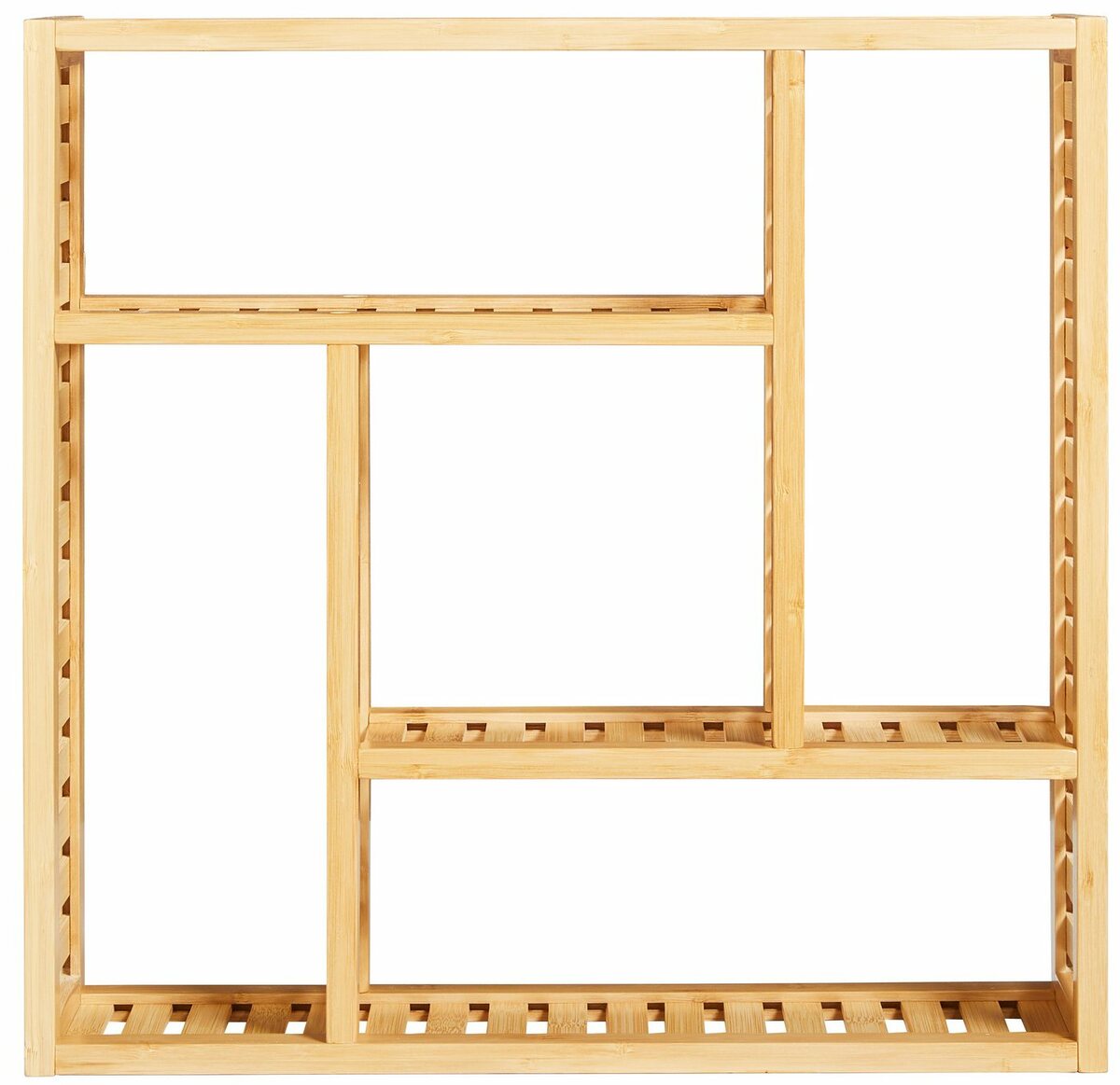 Bild 1 von Welltime Badregal Quadrat, Bambus, mit 5 Fächern, Hängeregal, Wandregal mit Stauraum, Beige