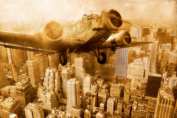 Bild 1 von Papermoon Fototapete "Old Plane above Manhattan"