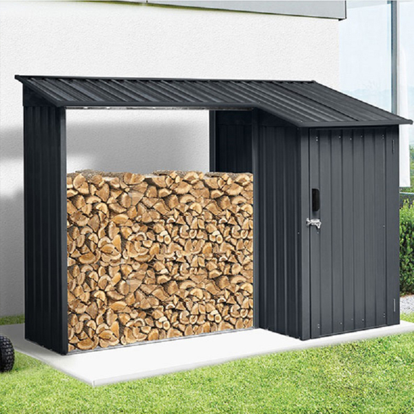 Bild 2 von Green Yard Holzlager, Brennholzlager, Garten Kaminholzunterstand mit Schrank 2 in 1