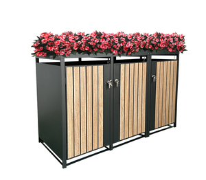 HC Garten & Freizeit Mülltonnenbox für 3x 240 Liter Tonnen mit Pflanzkasten Pflanzdach anthrazit