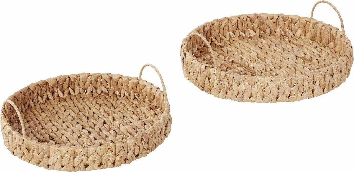 Bild 1 von OTTO products Dekotablett Leeann (Set, 2 St), aus Wasserhyacinthe, Beige