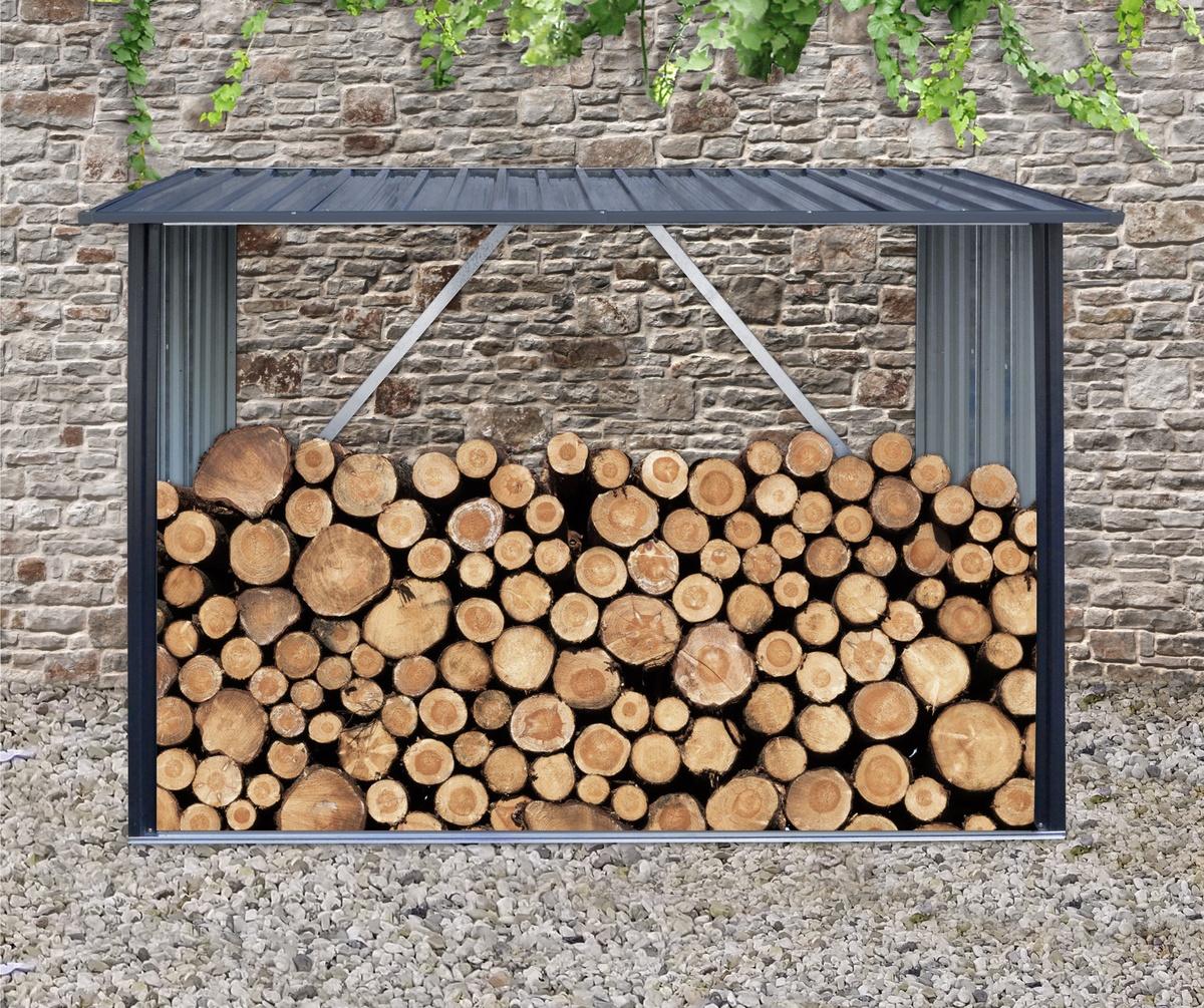 Bild 3 von Green Yard Brennholzunterstand aus Stahl, Brennholzlager, Kaminholz Unterstand, Regenschutz für Holz