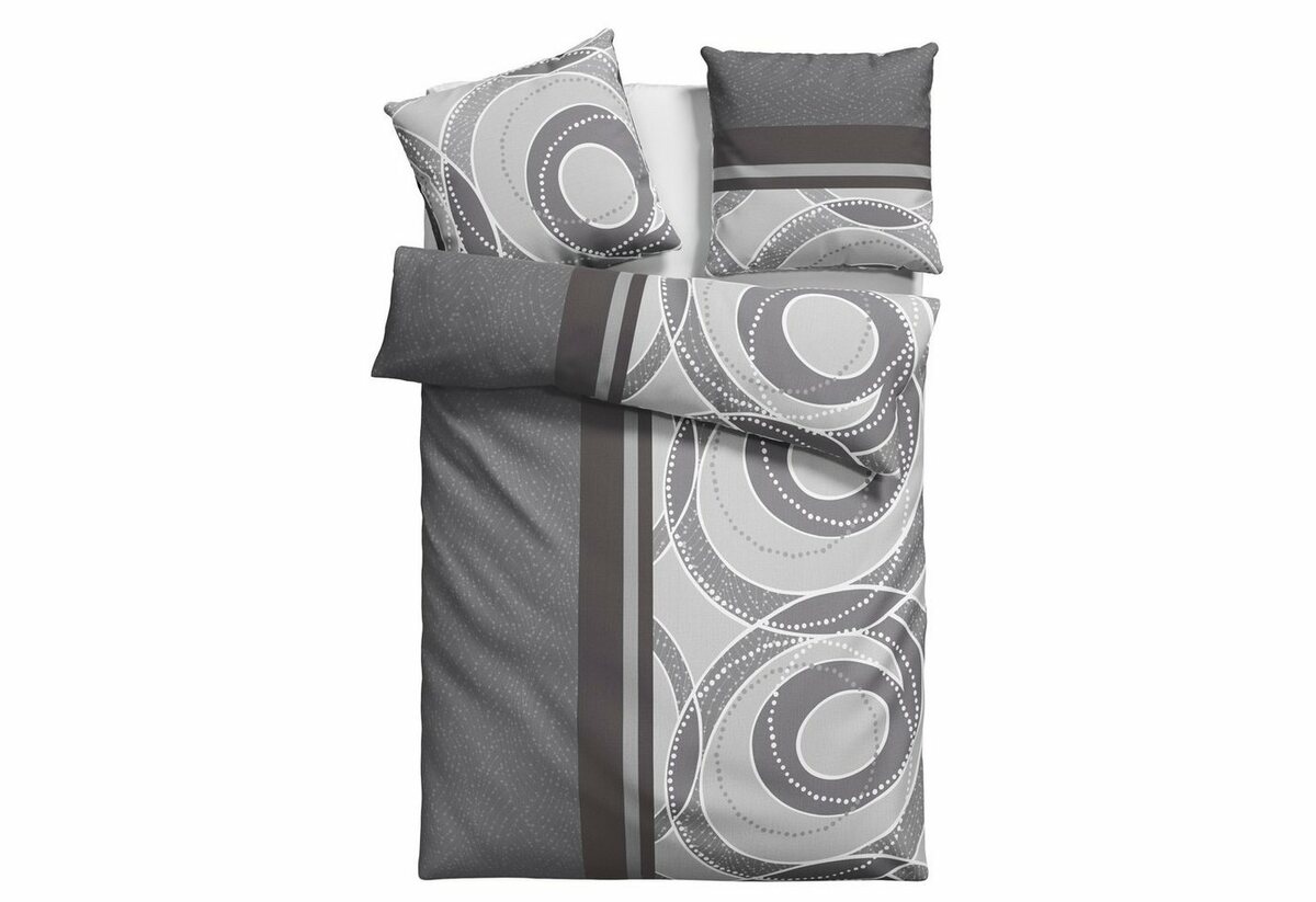 Bild 1 von Bettwäsche Lorbeer in Gr. 135x200 oder 155x220 cm, my home, Polycotton, 2 teilig, zeitlose Bettwäsche, Bettwäsche mit geometrischem Muster, Grau