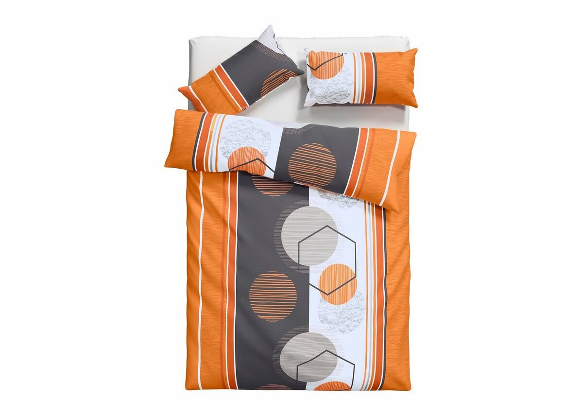 Bild 1 von Bettwäsche Emmi in Gr. 135x200 oder 155x220 cm, my home, Polycotton, 2 teilig, moderne Bettwäsche aus Baumwolle, Bettwäsche mit geometrischem Muster, Orange