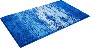 Badematte Plank Grund, Höhe 20 mm, rutschhemmend beschichtet, schnell trocknend, Polyacryl, rechteckig, weiche Haptik, Made in Europe, Blau
