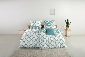 Wendebettwäsche Alba in Gr. 135x200 oder 155x220 cm, Home affaire, Biber, 2 teilig, Bettwäsche mit Wendeoptik, in verschiedenen Qualitäten, Baumwolle, Blau|weiß