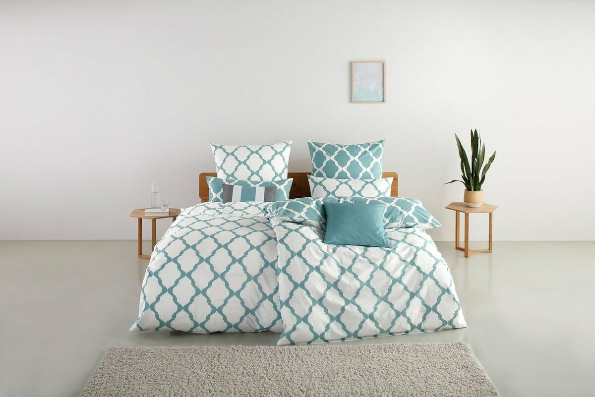 Bild 1 von Wendebettwäsche Alba in Gr. 135x200 oder 155x220 cm, Home affaire, Biber, 2 teilig, Bettwäsche mit Wendeoptik, in verschiedenen Qualitäten, Baumwolle, Blau|weiß