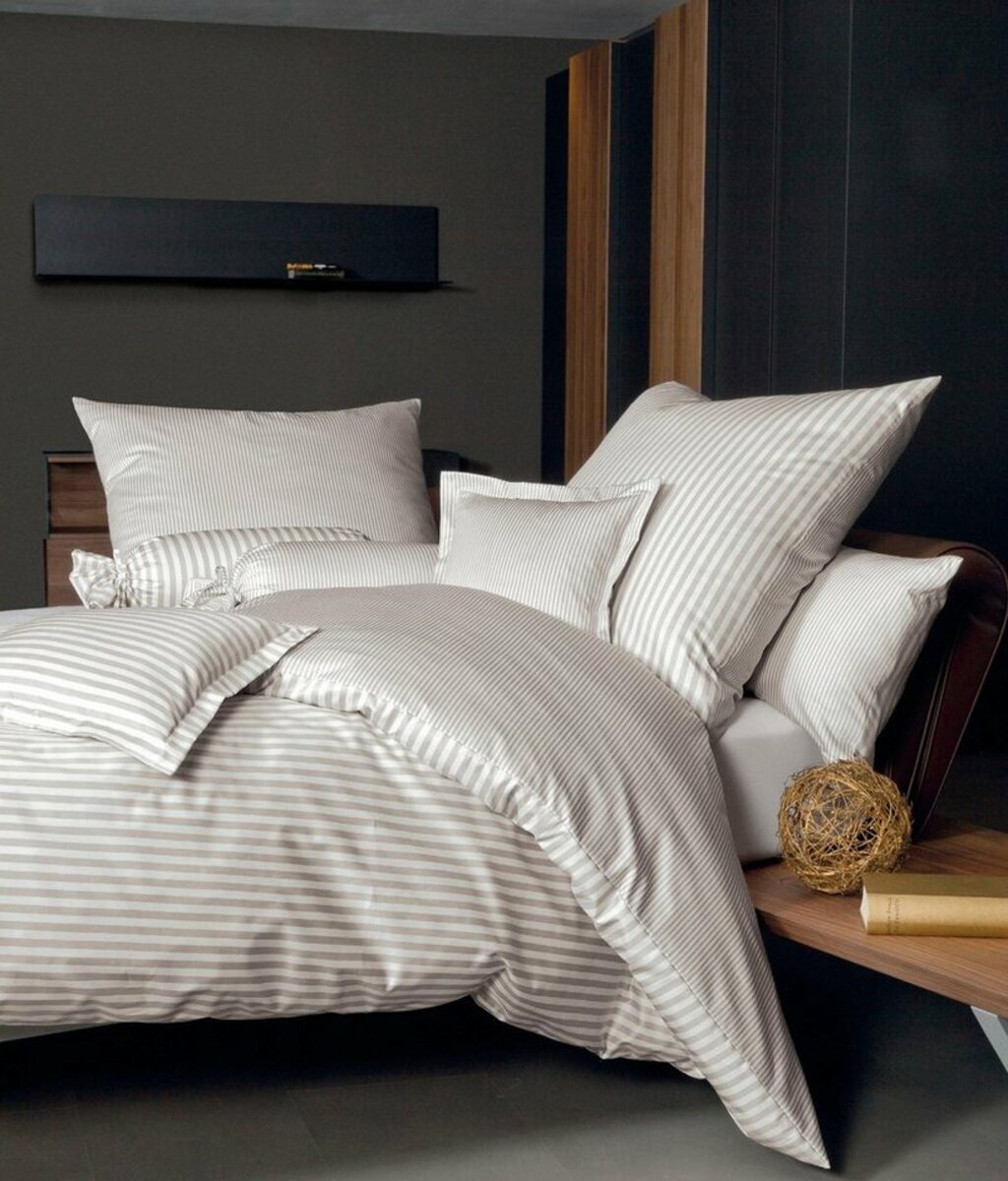 Bild 1 von Wendebettwäsche modernclassic 3912, 100% Baumwolle, Janine, Mako-Satin, 2 teilig, mit Reißverschluss, Streifen Design, Beige